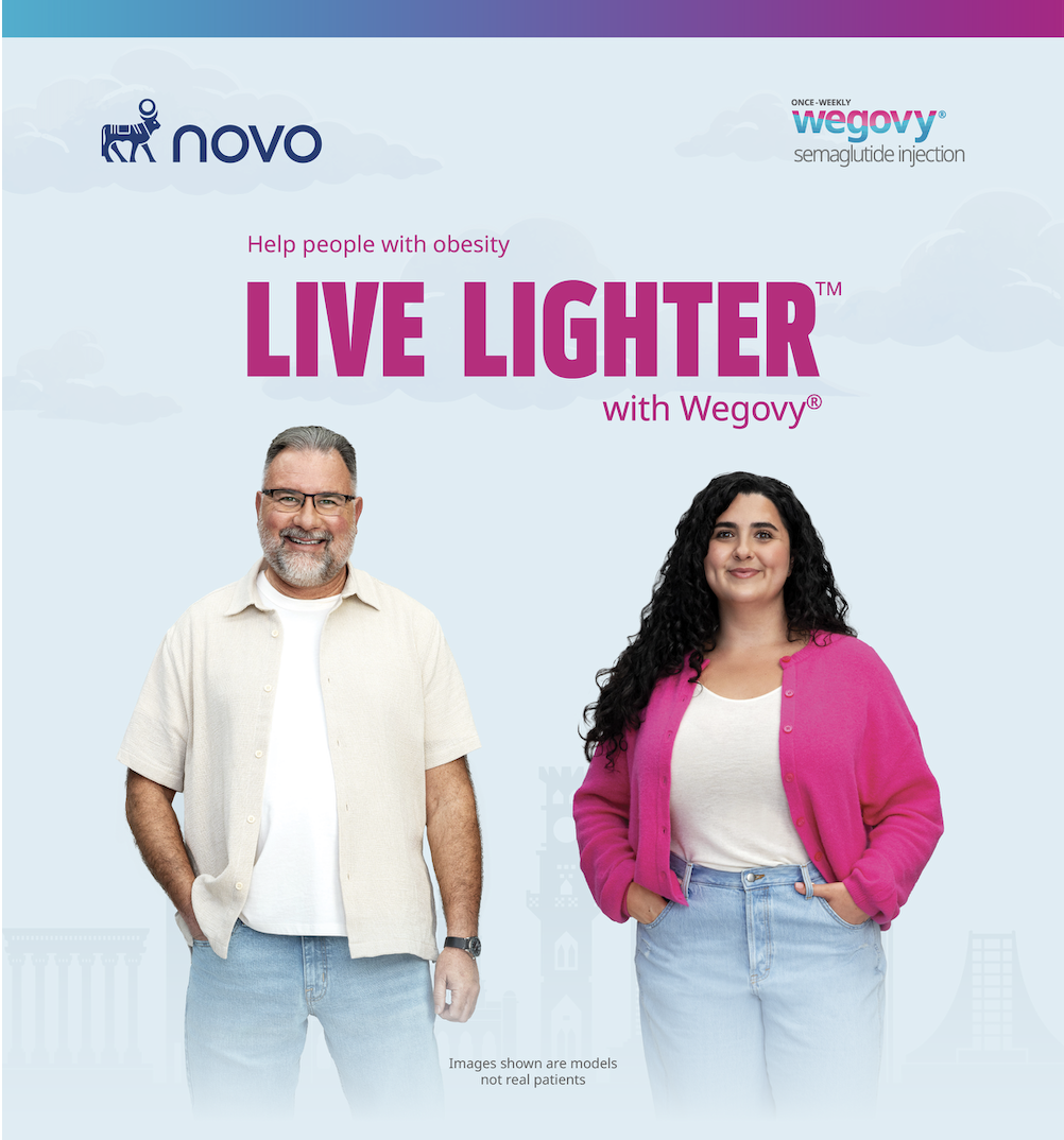 Help people with obesity. LIVE LIGHTER with Wegovy. Images shown are models not real patients.