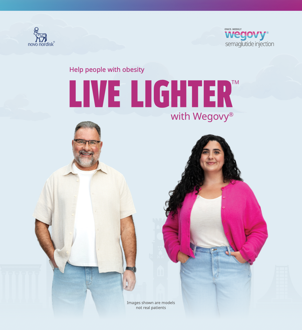 Help people with obesity. LIVE LIGHTER with Wegovy. Images shown are models not real patients.
